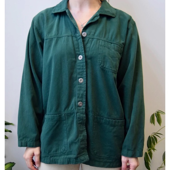 Vintage Forrest green cotton chore coat large - Picture 2 of 2